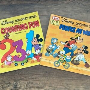 VINTAGE Walt DISNEY Discovery COUNTING FUN & PEOPLE AT WORK Read Cassette Books